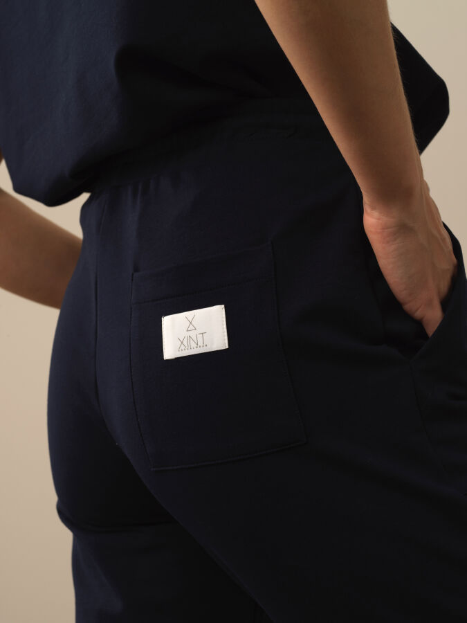 Lacivert Pamuk Dokulu Regular Fit Sweat Pantolon - Xint