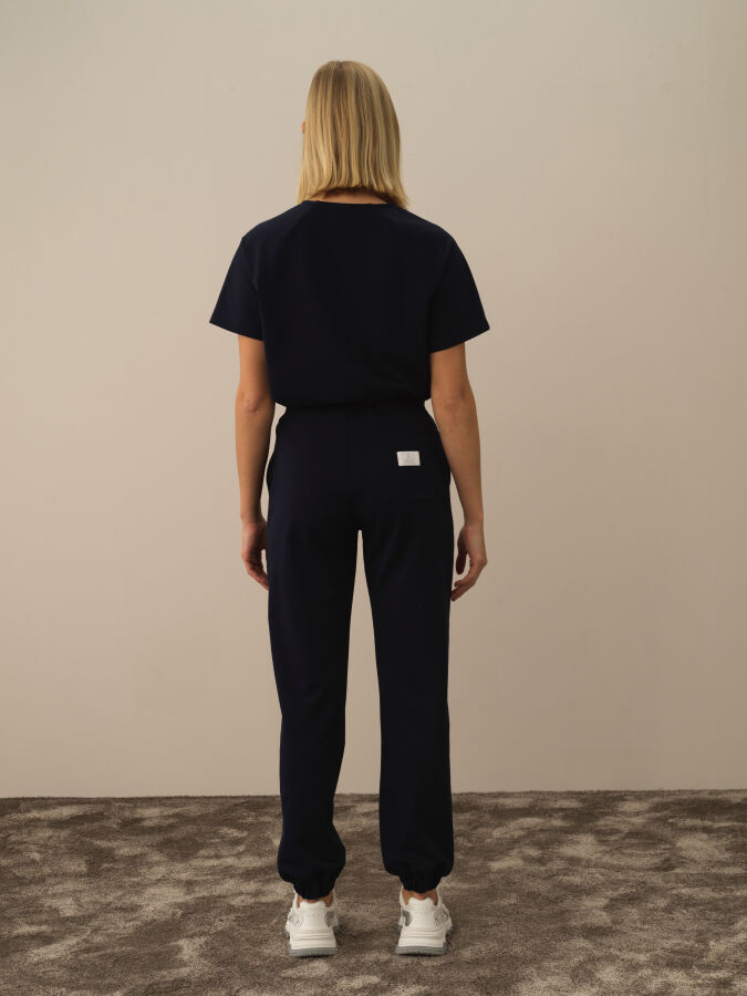 Lacivert Pamuk Dokulu Regular Fit Sweat Pantolon - Xint