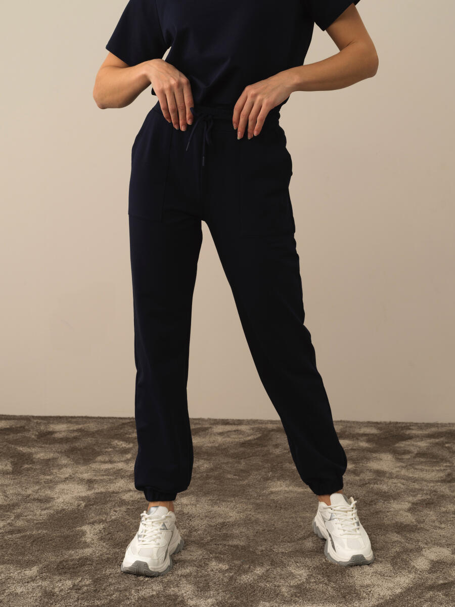 Lacivert Pamuk Dokulu Regular Fit Sweat Pantolon