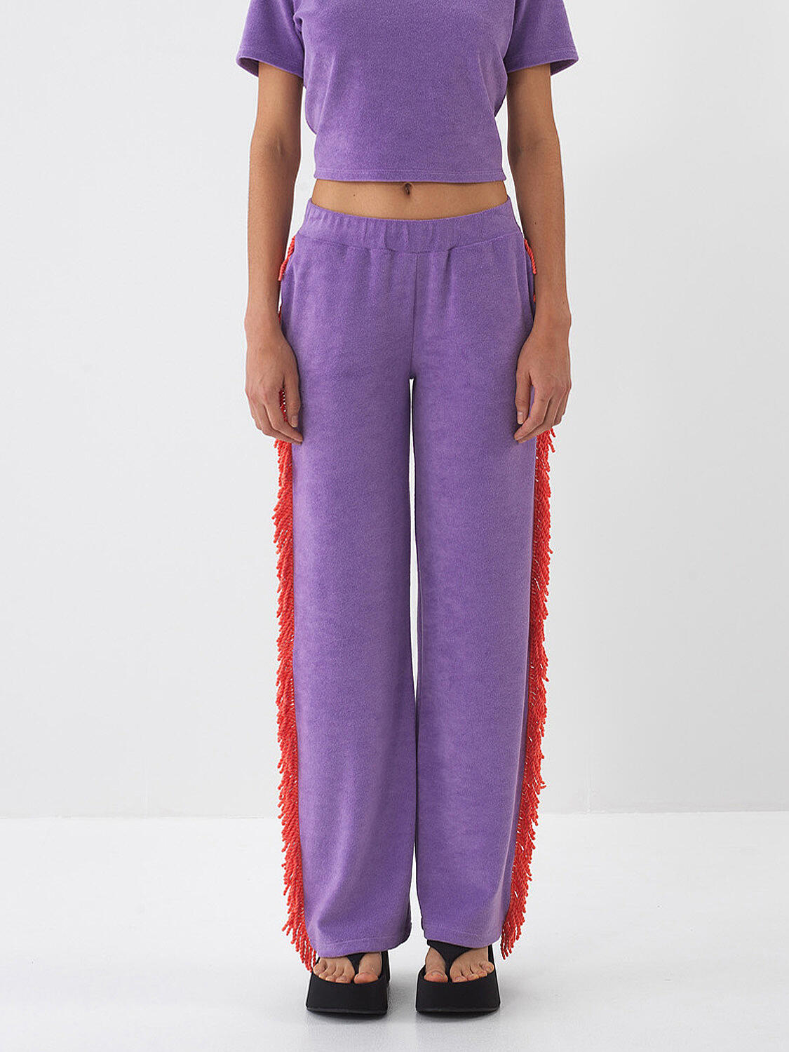 Lila Pamuk Dokulu Regular Fit Sweat Pantolon (1)