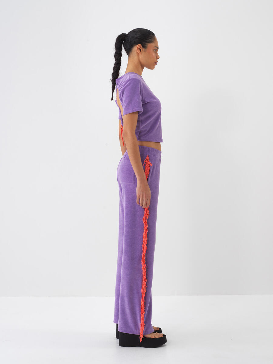 Lila Pamuk Dokulu Regular Fit Sweat Pantolon (3)