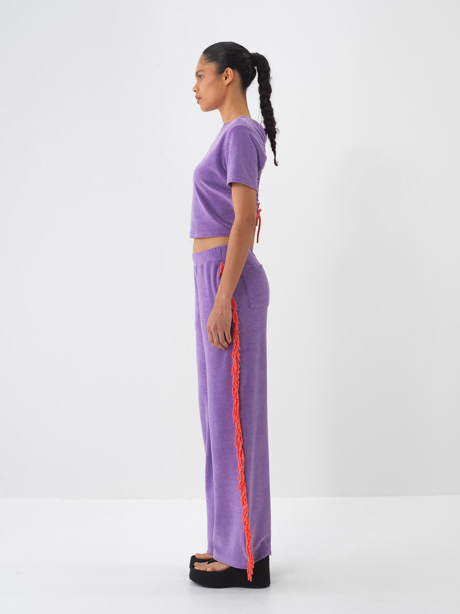 Lila Pamuk Dokulu Regular Fit Sweat Pantolon (4)