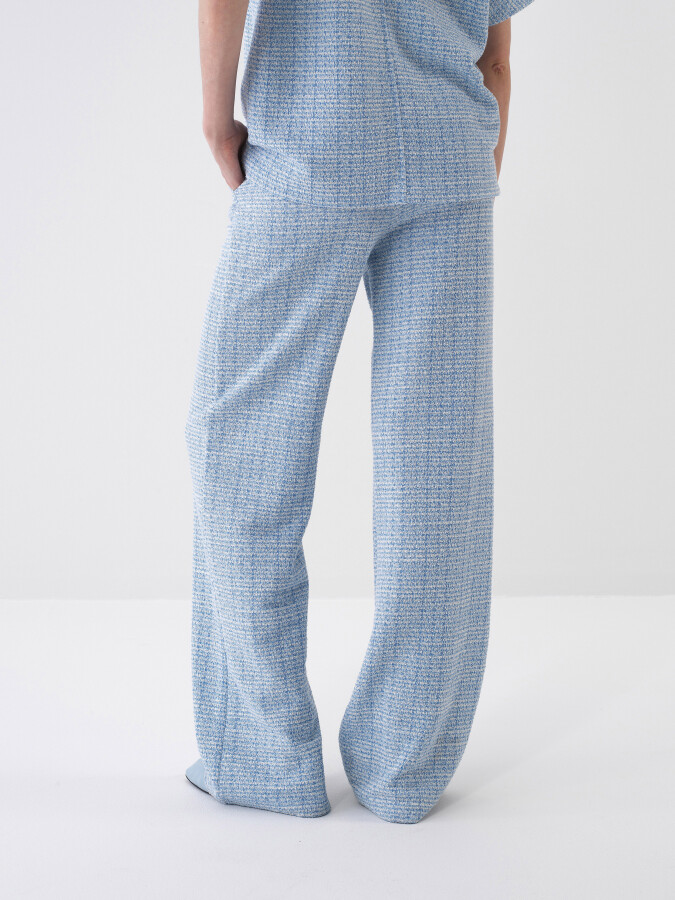 Mavi Pamuk Dokulu Oversize Sweat Pantolon - 3
