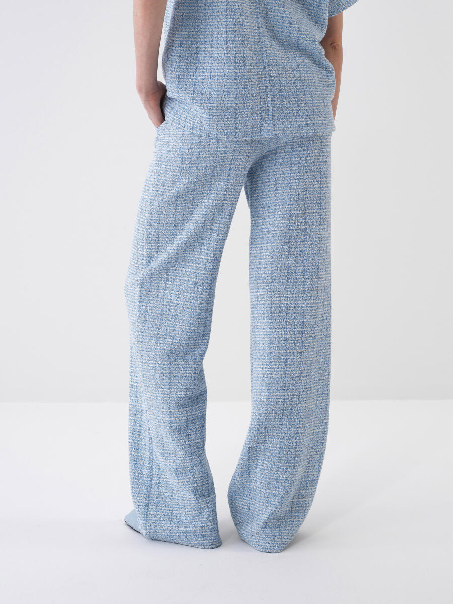 Mavi Pamuk Dokulu Oversize Sweat Pantolon - 3