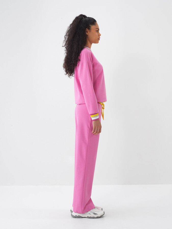 Pembe Pamuk Dokulu Oversize Sweat Pantolon (1)