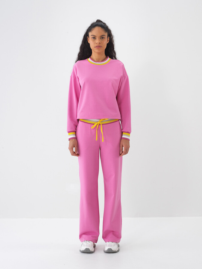 Pembe Pamuk Dokulu Oversize Sweat Pantolon (1)