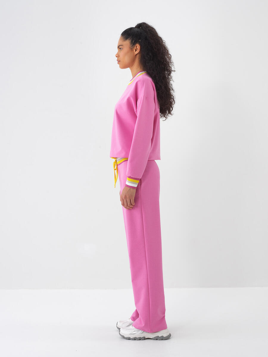 Pembe Pamuk Dokulu Oversize Sweat Pantolon (4)