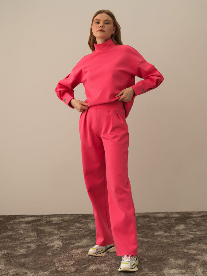 Pembe Pamuk Dokulu Oversize Sweat Pantolon - Xint