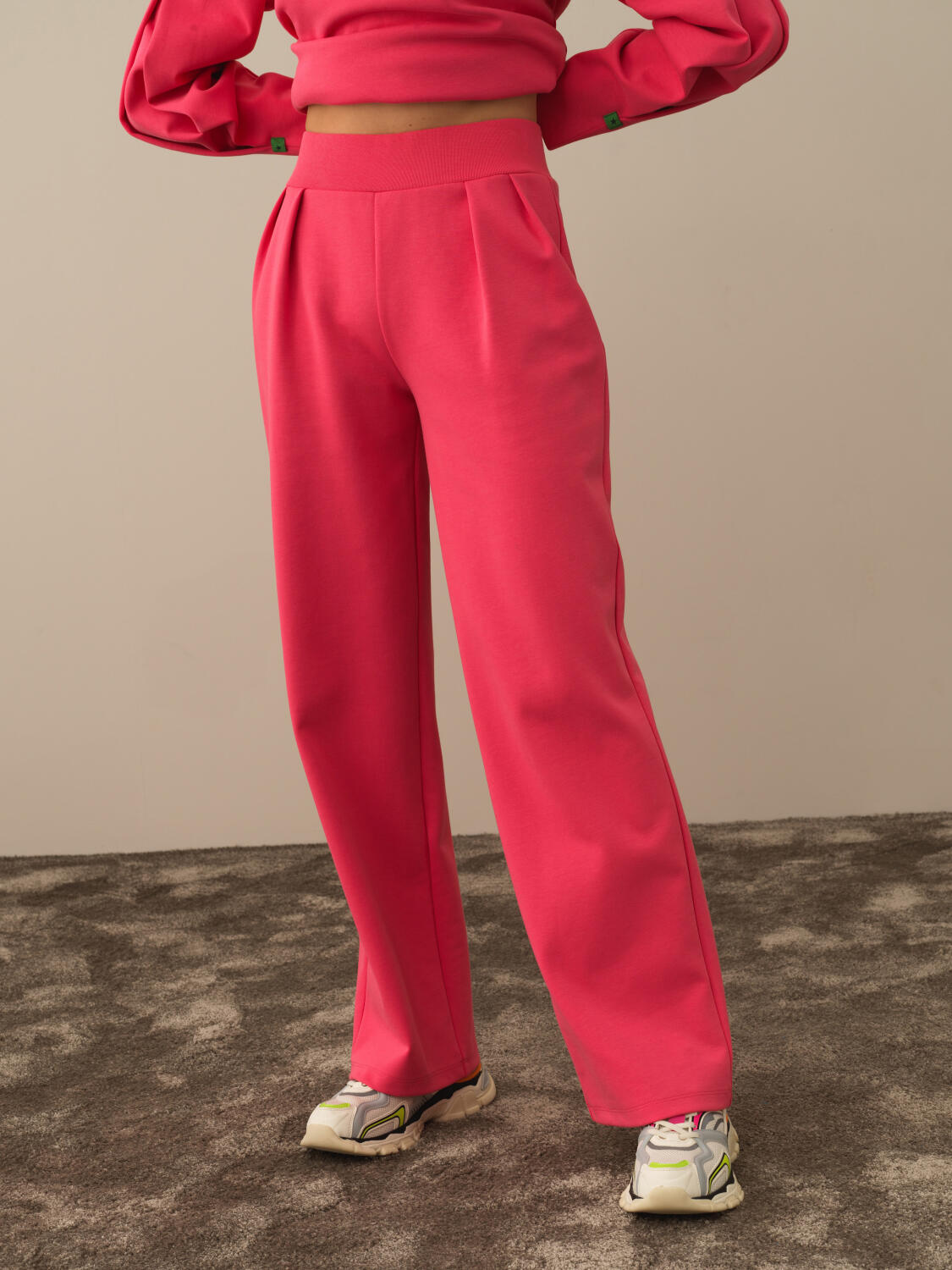 Pembe Pamuk Dokulu Oversize Sweat Pantolon