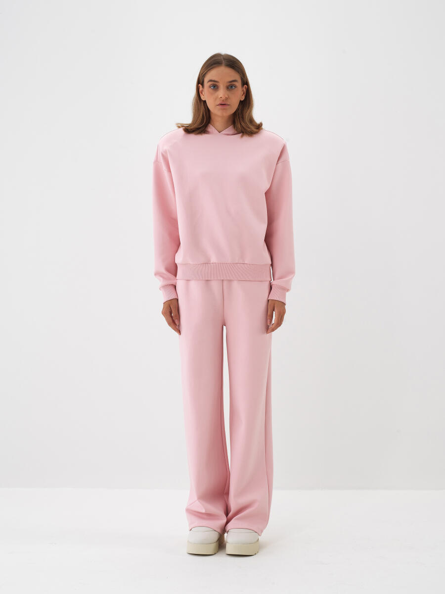 Pembe Pamuk Dokulu Oversize Sweat Pantolon - 2