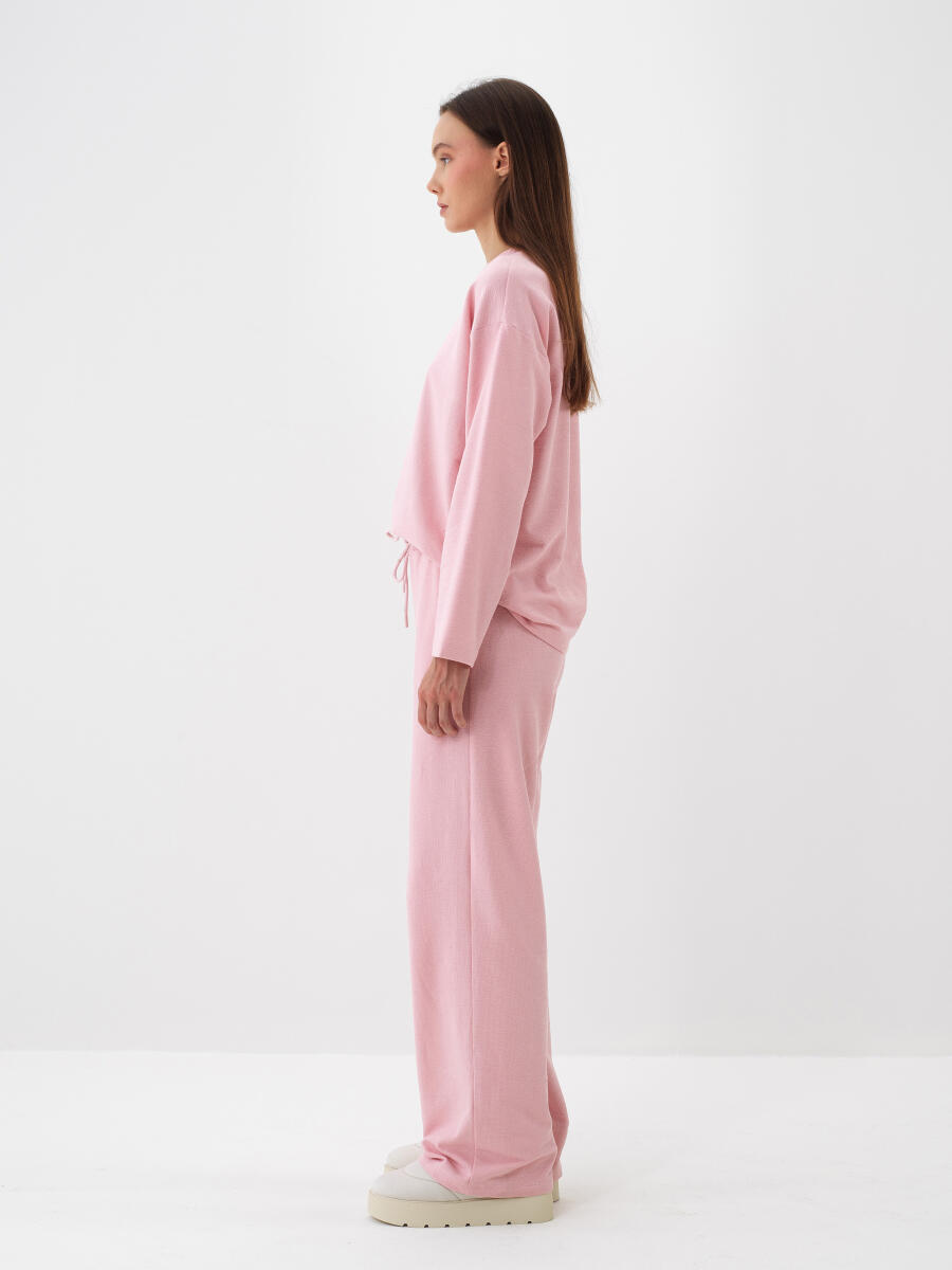 Pembe Pamuk Dokulu Oversize Sweat Pantolon - 3