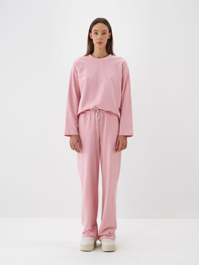 Pembe Pamuk Dokulu Oversize Sweat Pantolon - Xint