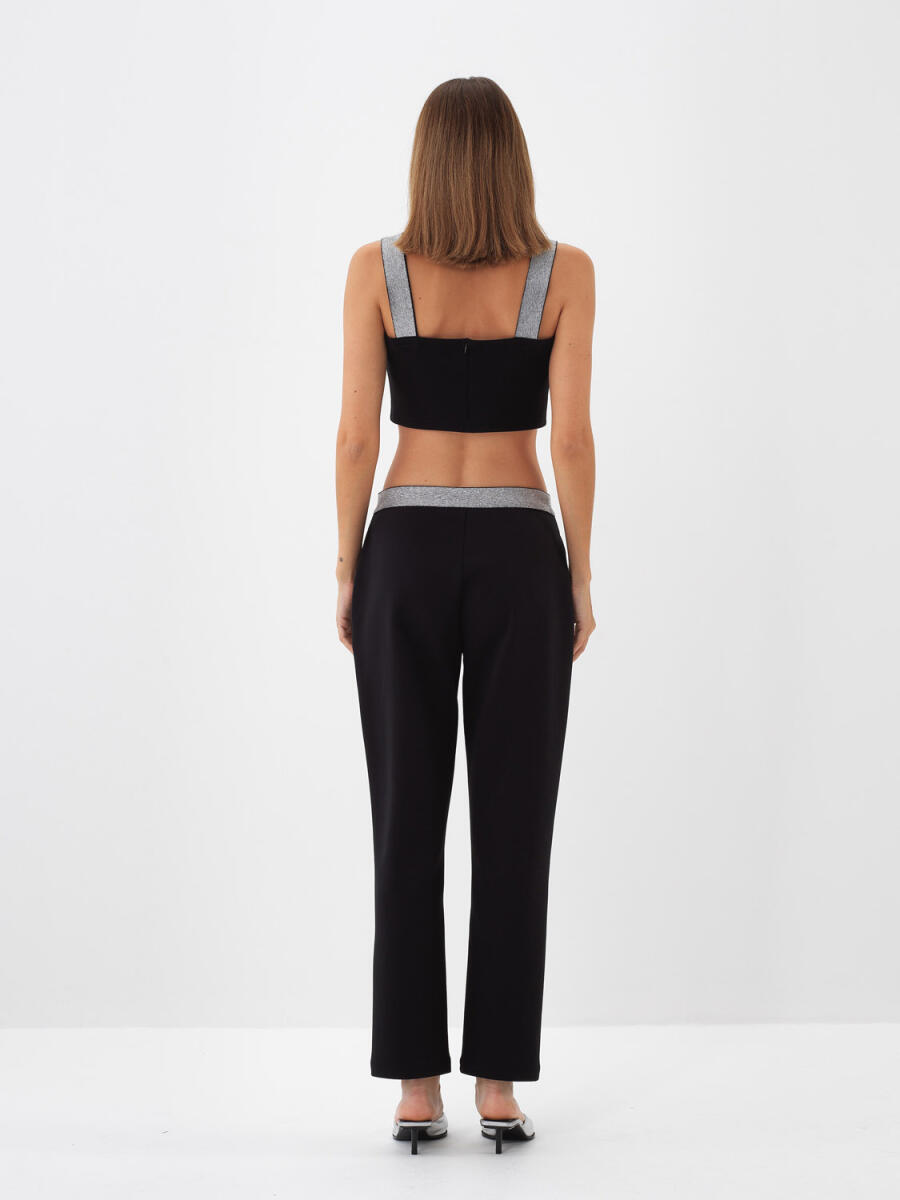 Siyah Pamuk Dokulu Oversize Sweat Pantolon - 4