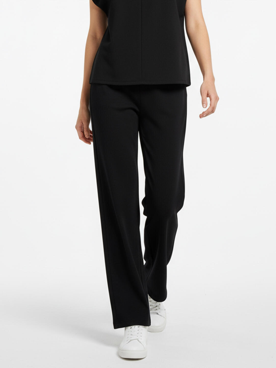 Siyah Pamuk Dokulu Oversize Sweat Pantolon - 1