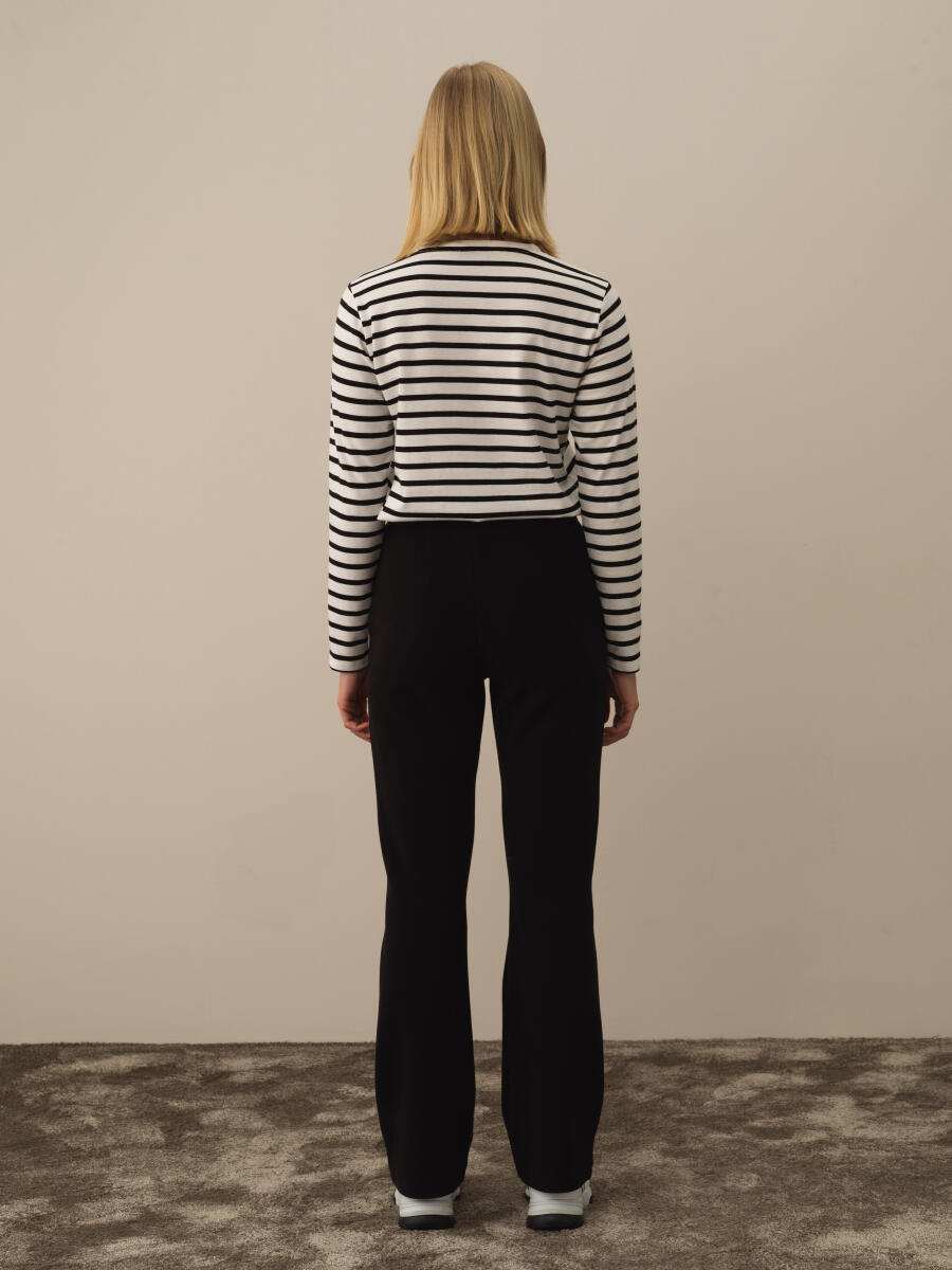 Siyah Pamuk Dokulu Regular Fit Sweat Pantolon - 4