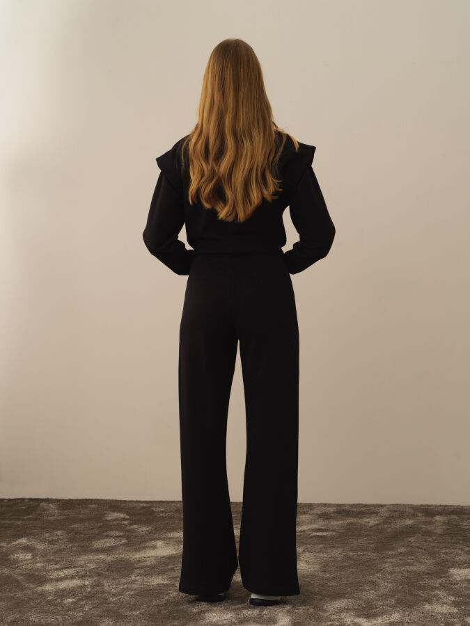 Siyah Pamuk Dokulu Regular Fit Sweat Pantolon - Xint