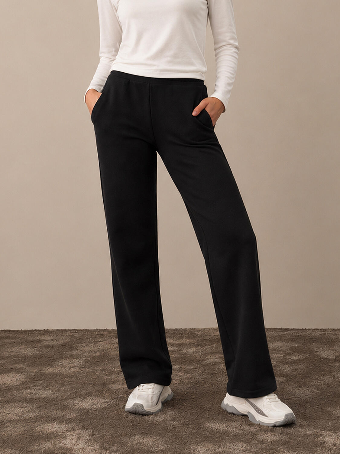 Siyah Regular Fit Pamuklu Sweat Pantolon - 1