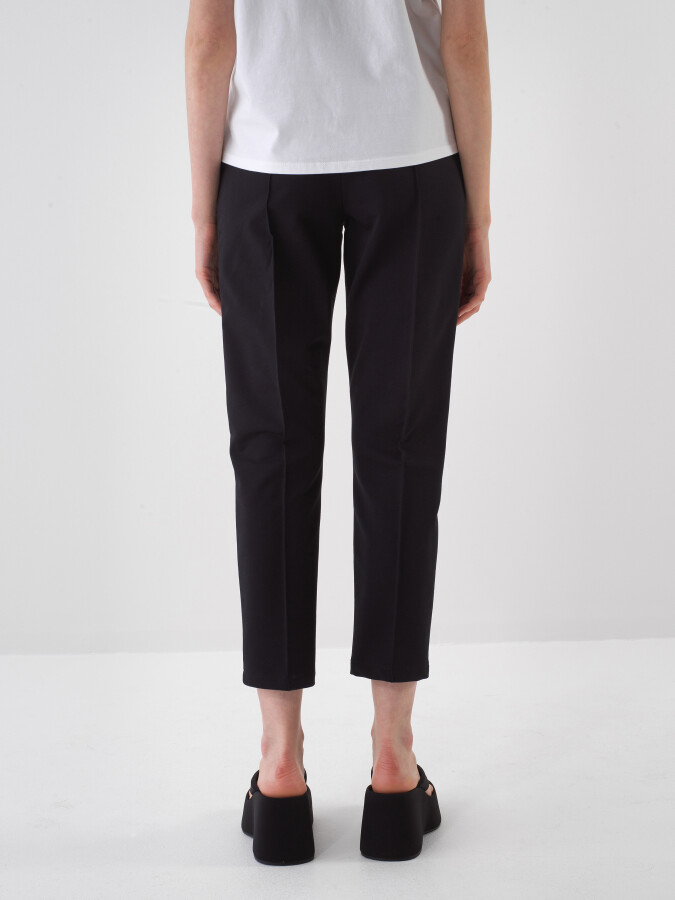 Siyah Pamuk Dokulu Regular Fit Sweat Pantolon - 4