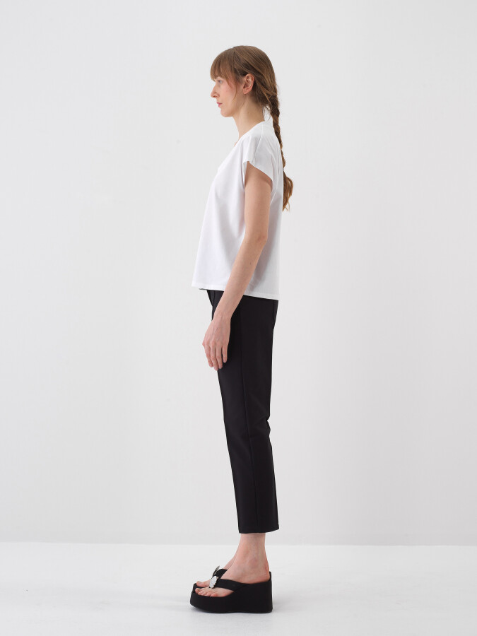 Siyah Pamuk Dokulu Regular Fit Sweat Pantolon - 3