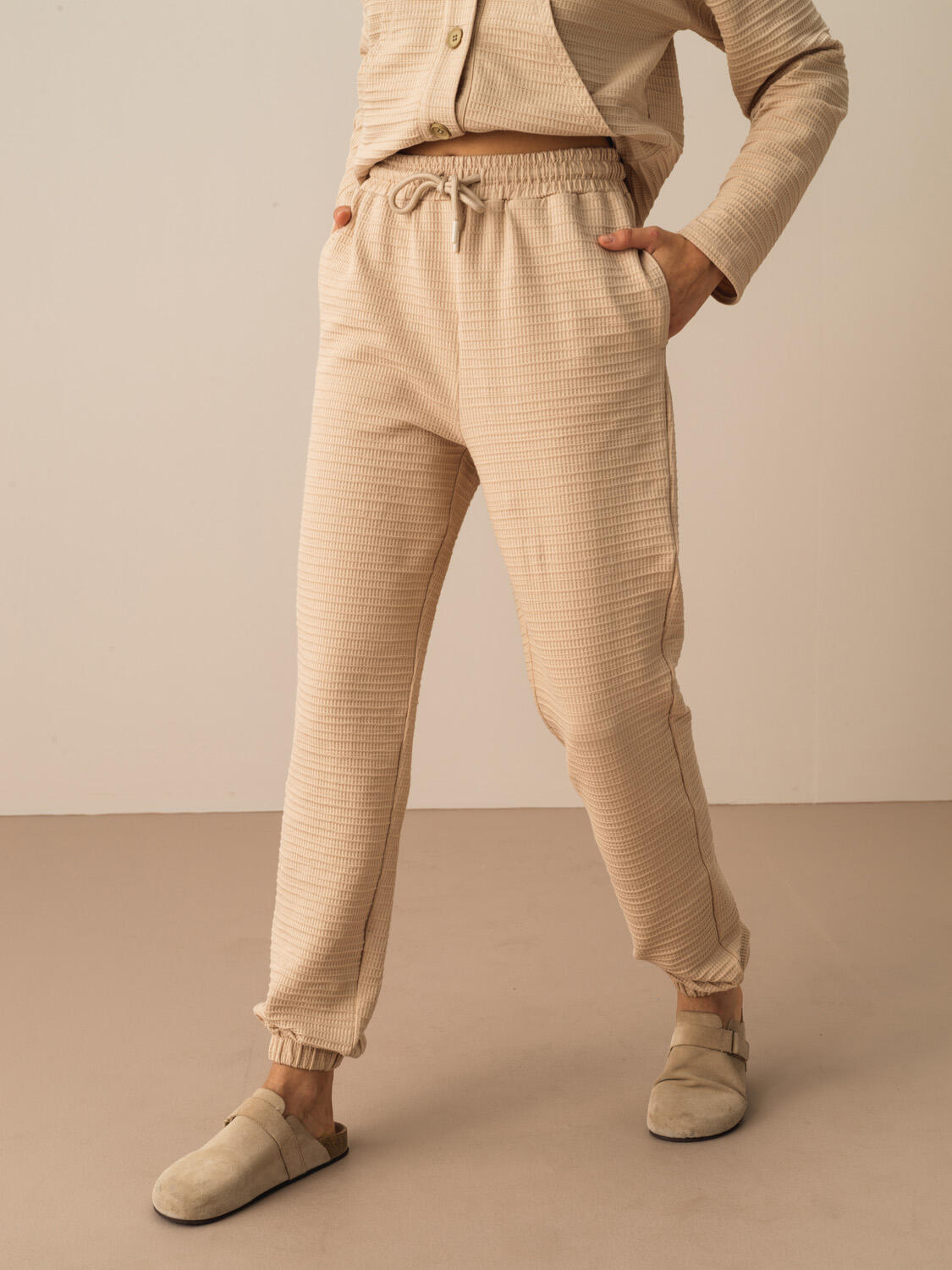 Taş Rengi Pamuk Dokulu Regular Fit Sweat Pantolon