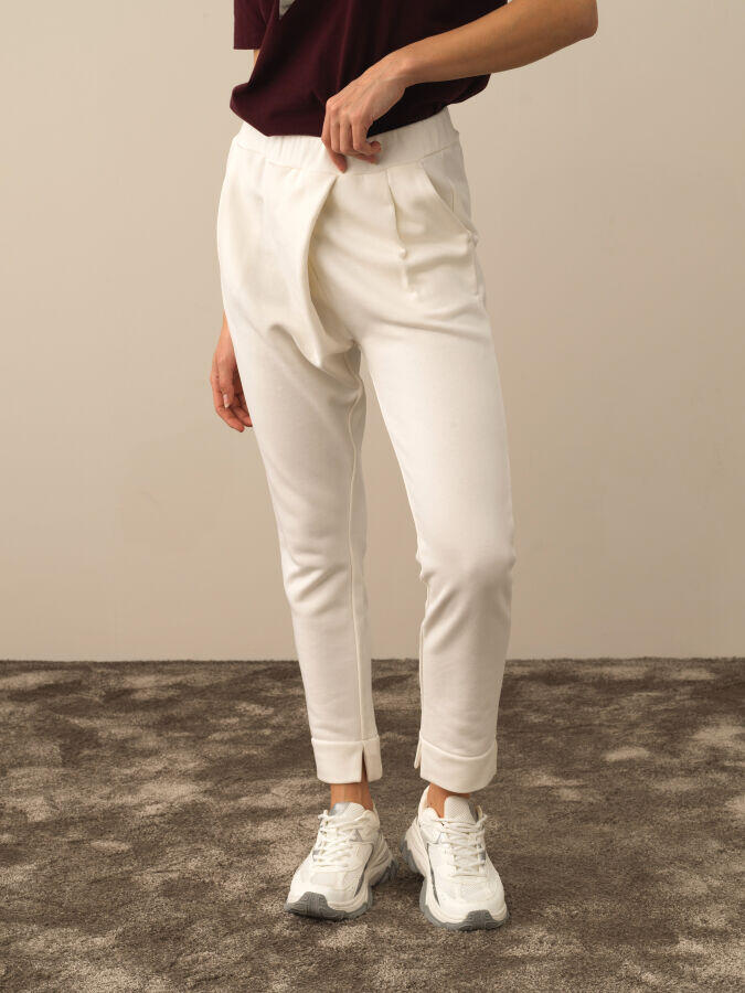 Xint Toptan Ekru Pamuk Dokulu Oversize Sweat Pantolon