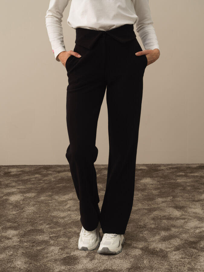 Xint Toptan Siyah Pamuk Dokulu Oversize Sweat Pantolon