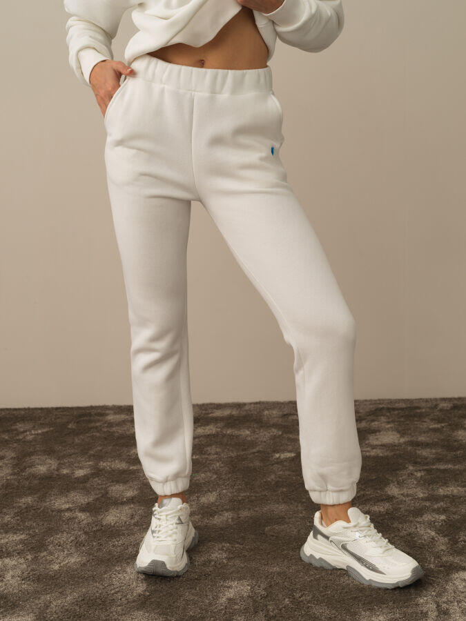 Xint Toptan Kırık Beyaz Pamuk Dokulu Regular Fit Sweat Pantolon