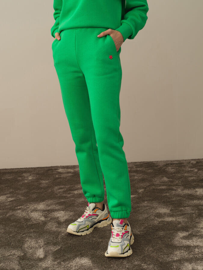 Xint Toptan Yeşil Pamuk Dokulu Regular Fit Sweat Pantolon