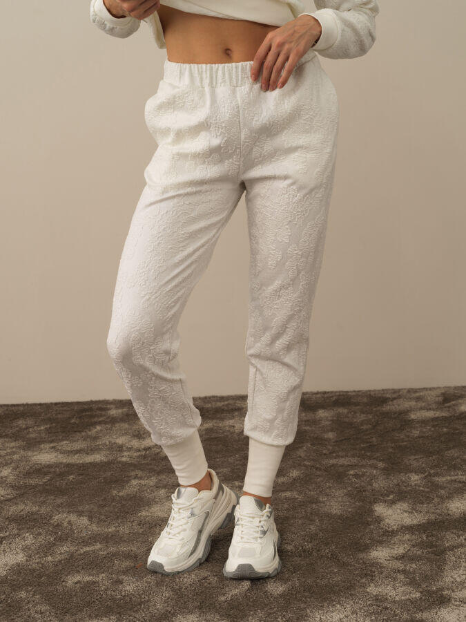 Xint Toptan Kırık Beyaz Pamuk Dokulu Regular Fit Sweat Pantolon