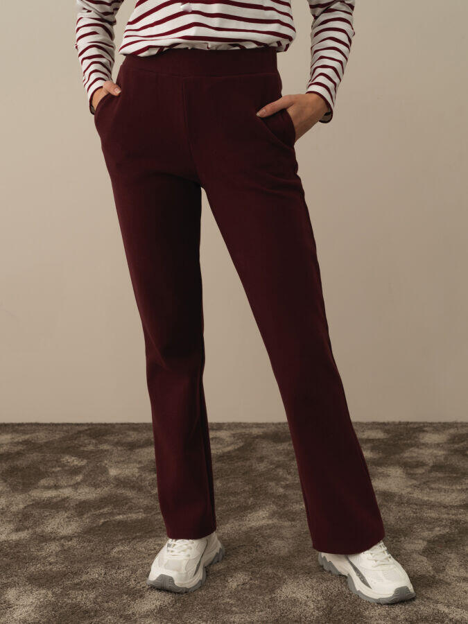 Xint Toptan Bordo Pamuk Dokulu Regular Fit Sweat Pantolon