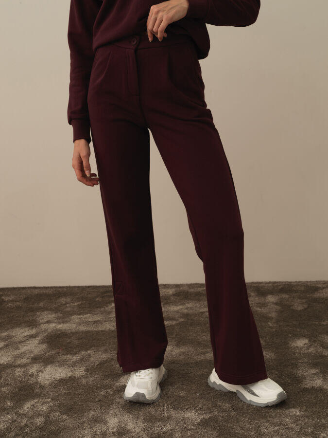 Xint Toptan Bordo Pamuk Dokulu Regular Fit Sweat Pantolon