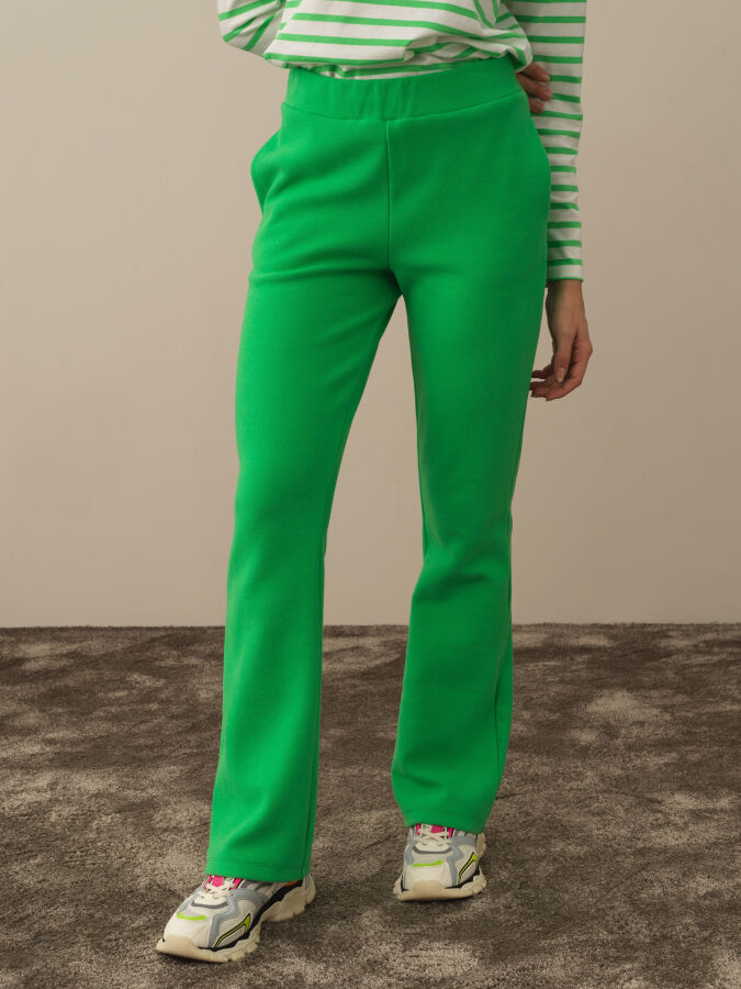 Yeşil Pamuk Dokulu Regular Fit Sweat Pantolon - Xint