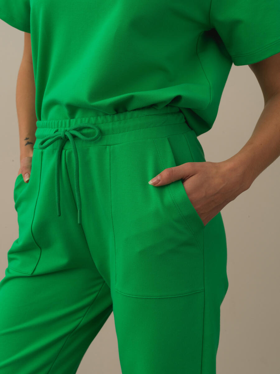 Yeşil Pamuk Dokulu Regular Fit Sweat Pantolon - 3