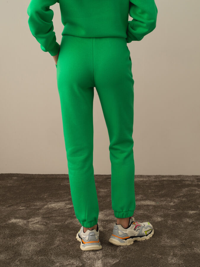 Yeşil Pamuk Dokulu Regular Fit Sweat Pantolon - Xint