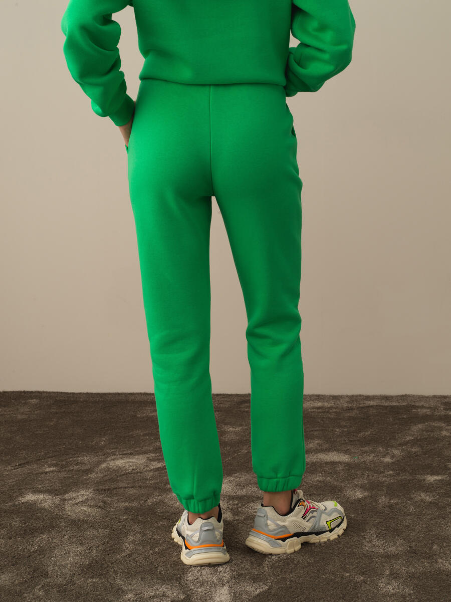 Yeşil Pamuk Dokulu Regular Fit Sweat Pantolon - 4