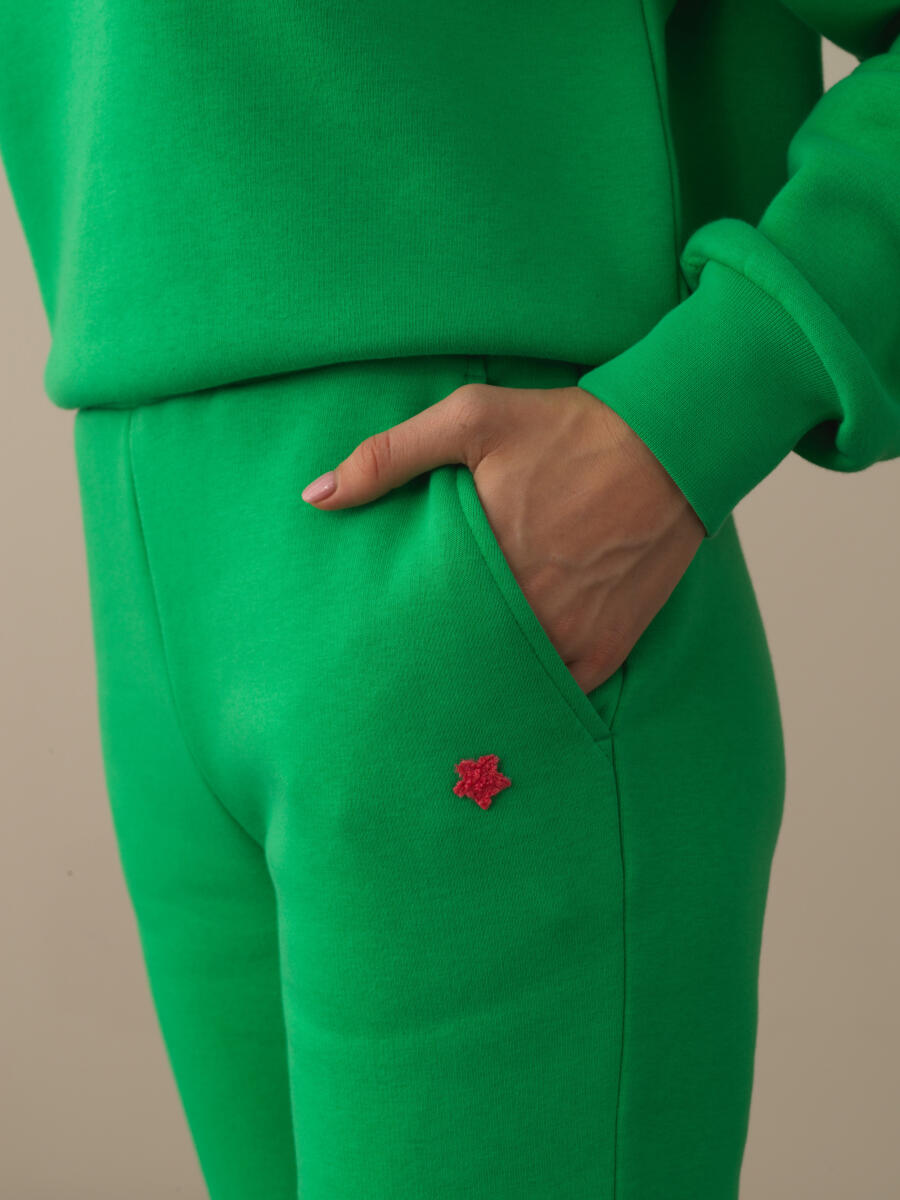 Yeşil Pamuk Dokulu Regular Fit Sweat Pantolon - 3