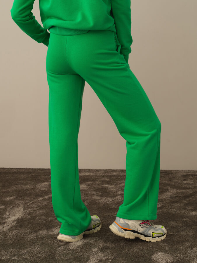 Yeşil Pamuk Dokulu Regular Fit Sweat Pantolon - Xint