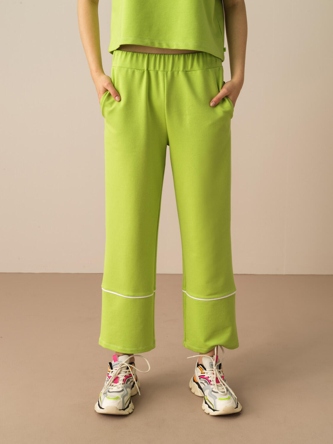 Yeşil Pamuk Dokulu Regular Fit Sweat Pantolon
