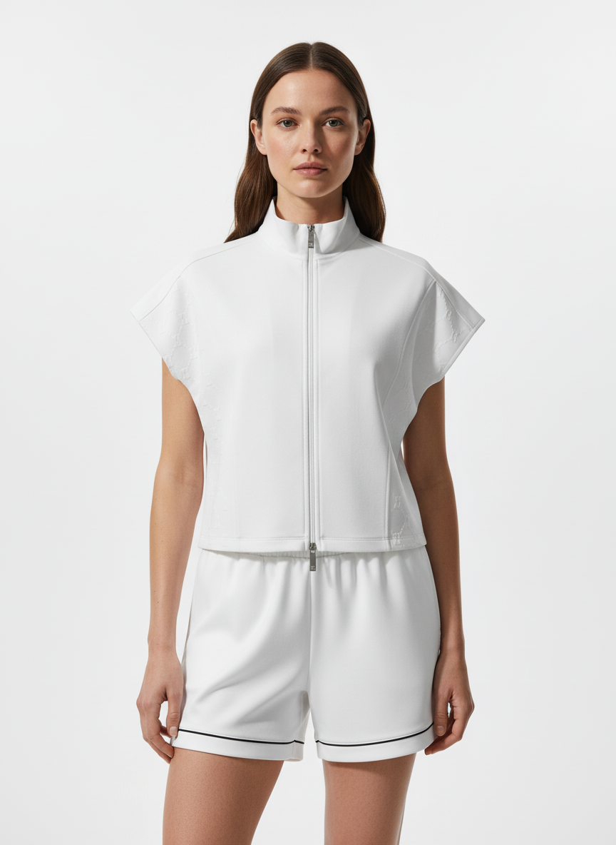 Beyaz Pamuk Dokulu Oversize Sweatmont - 1