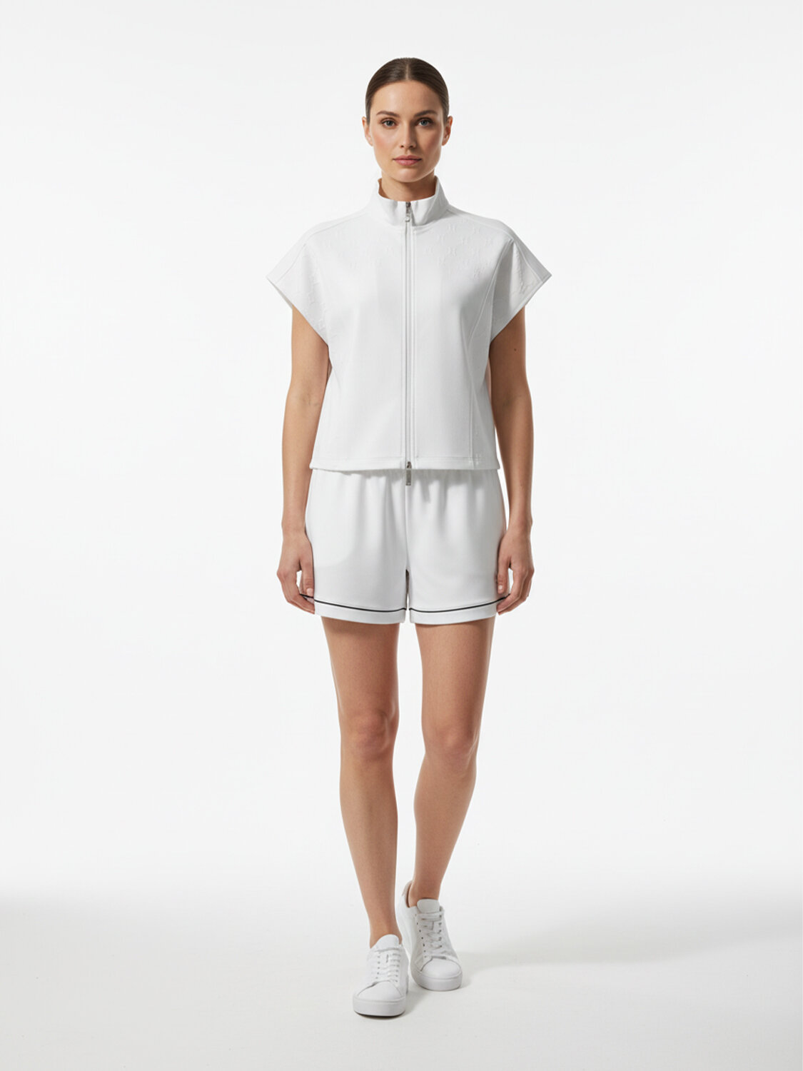 Beyaz Pamuk Dokulu Oversize Sweatmont - 3