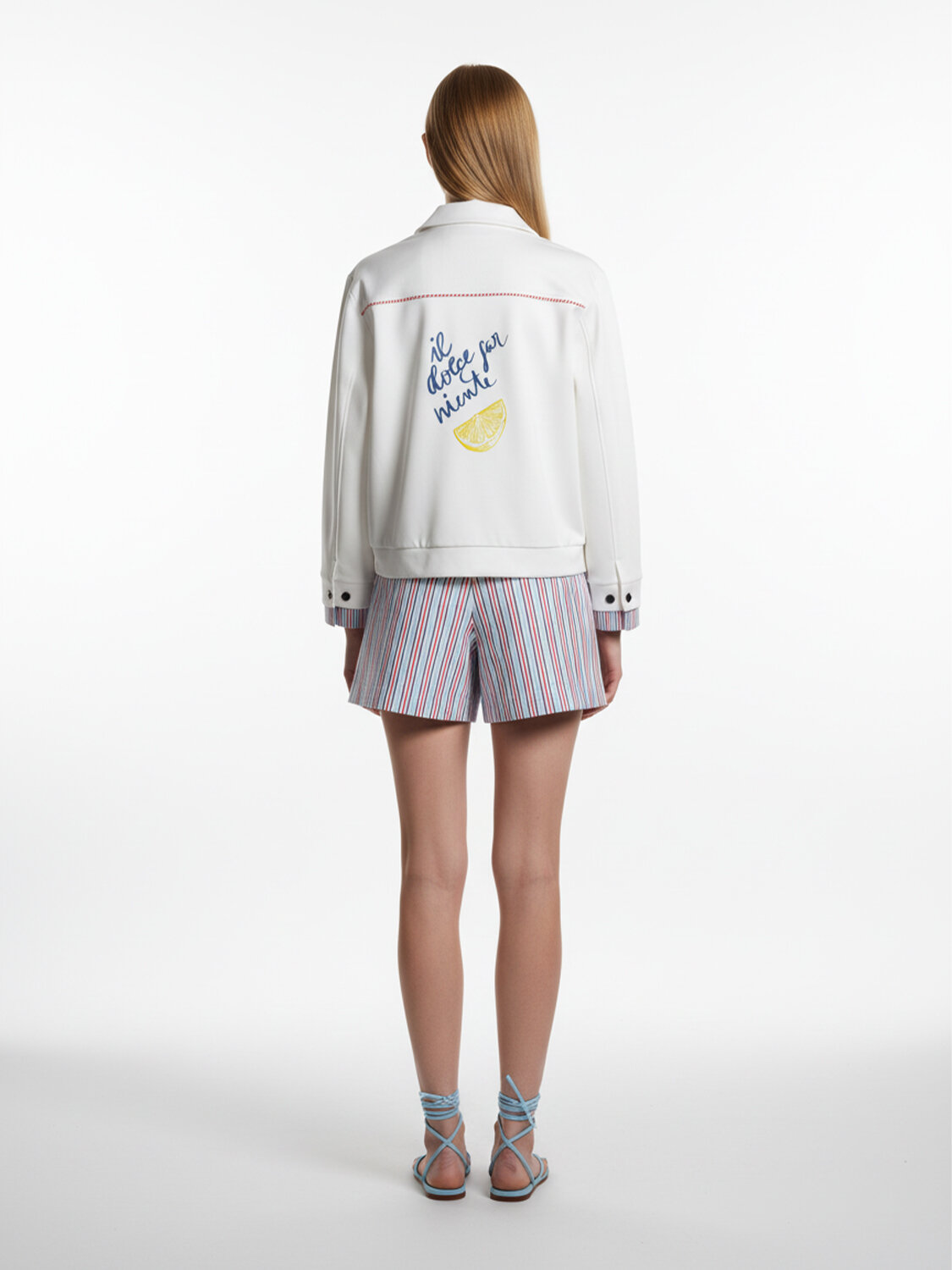 Beyaz Pamuk Dokulu Oversize Sweatmont - 4