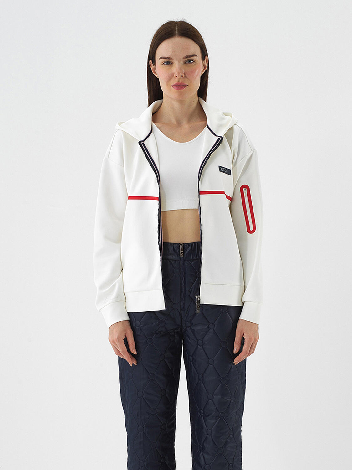 Ekru Esnek Dokulu Oversize Sweatmont - 3