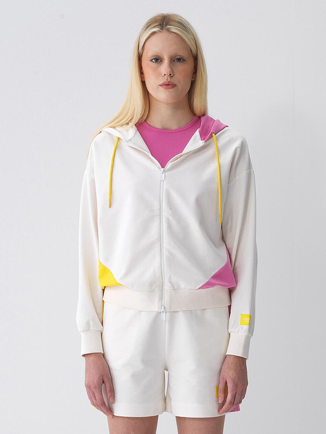 Ekru Pamuk Dokulu Oversize Sweat Mont - 2