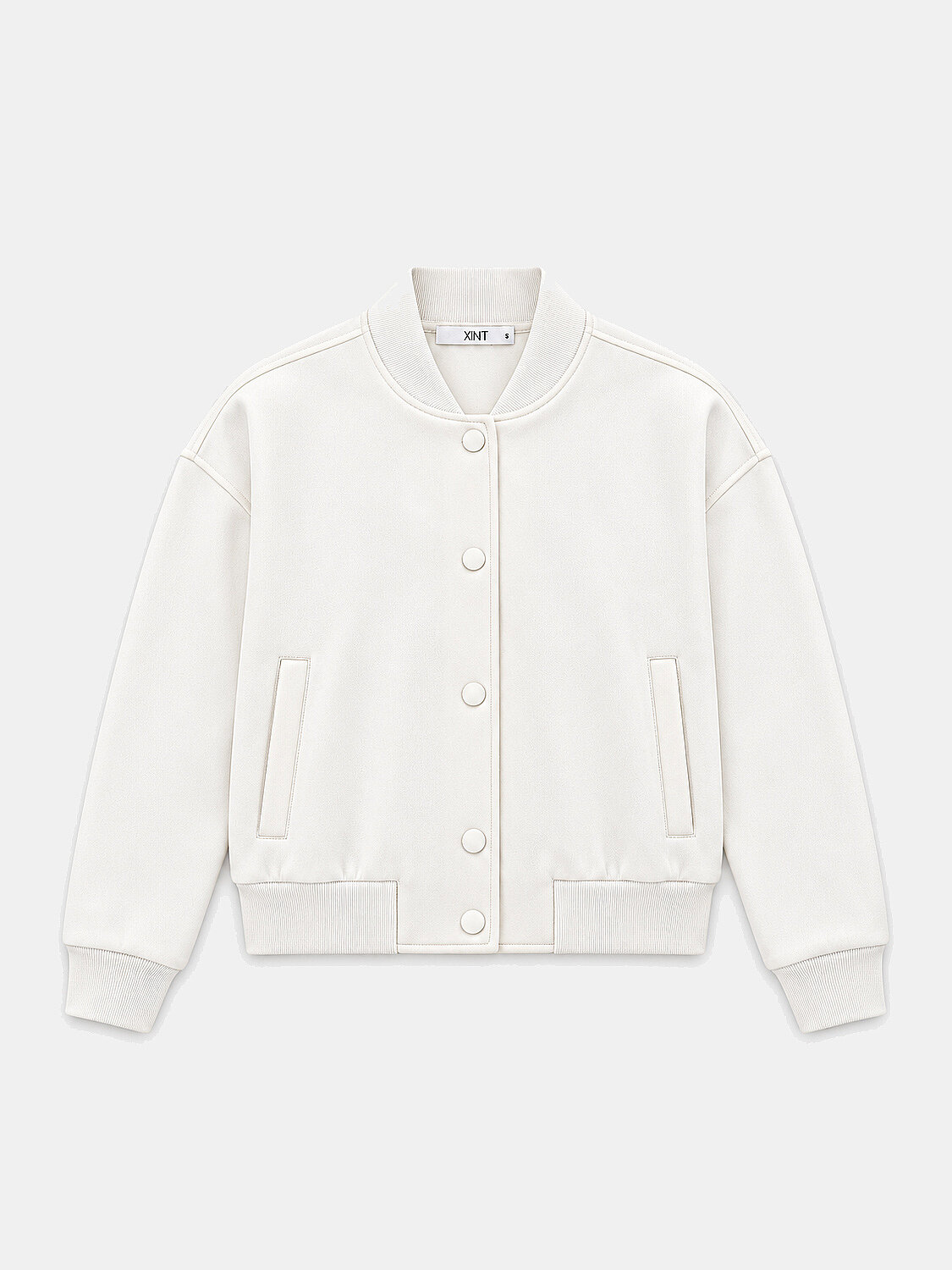 Ekru Oversize Bomber Yaka Pamuklu Sweat Mont