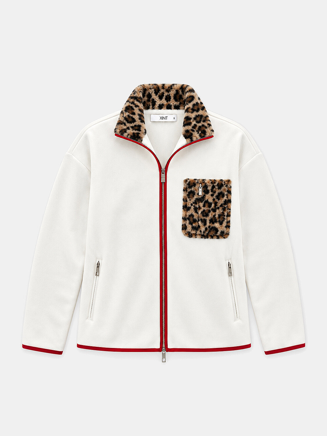 Ekru Oversize Dik Yaka Pamuklu Sweat Mont