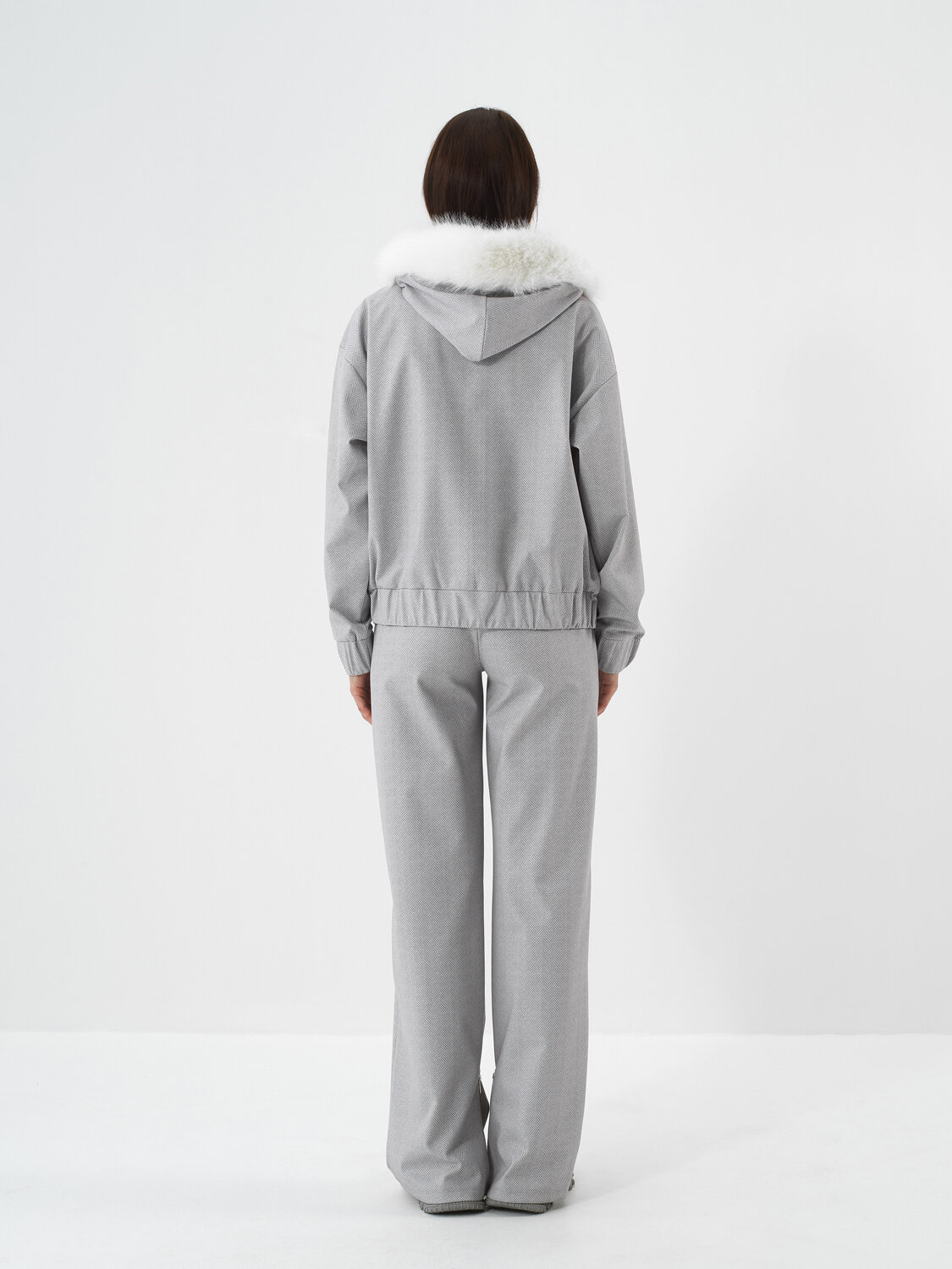 Gri Pamuk Dokulu Oversize Sweatmont - 5