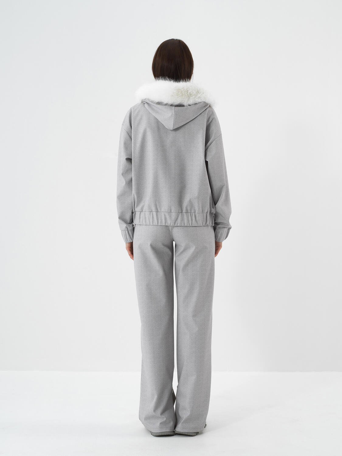 Gri Pamuk Dokulu Oversize Sweatmont - 5