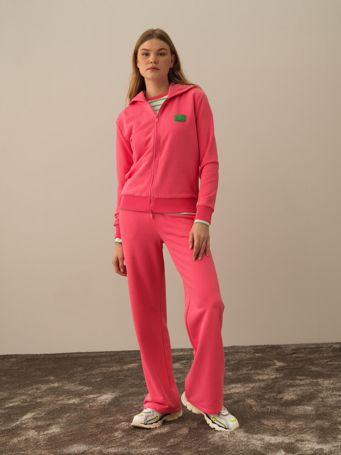 Pembe Pamuk Dokulu Oversize Sweatmont