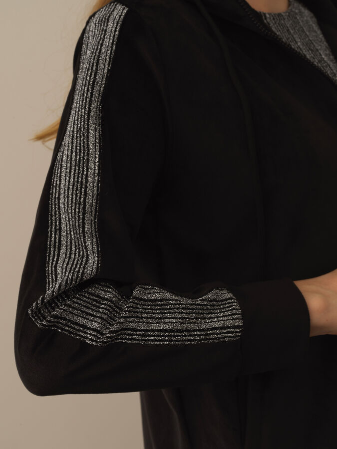 Siyah Esnek Dokulu Regular Fit Sweatmont - Xint