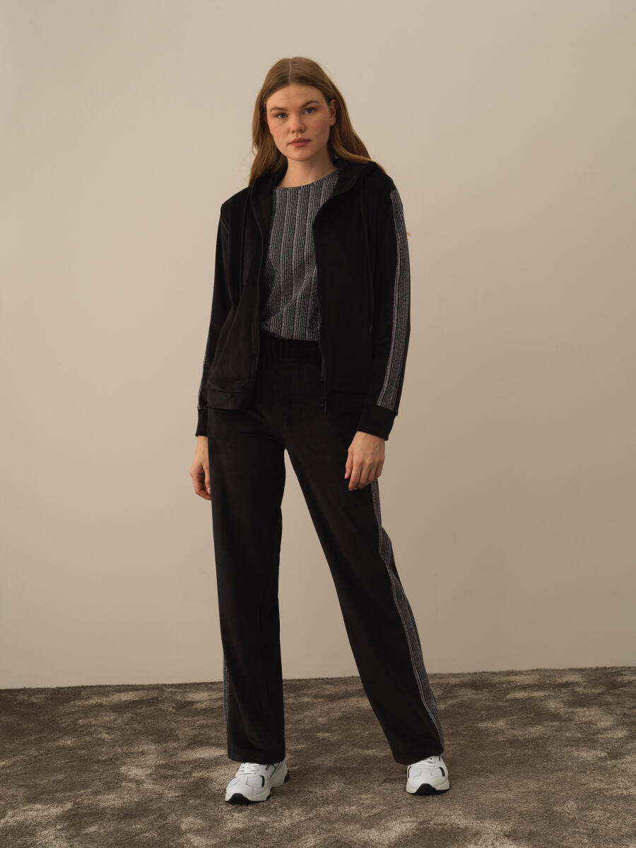 Siyah Esnek Dokulu Regular Fit Sweatmont - 2